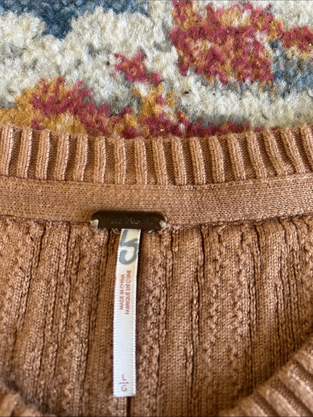 Free People Cropped Rib-Knit Button-Front Sweater Cardigan - Tan - Picture 4 of 5